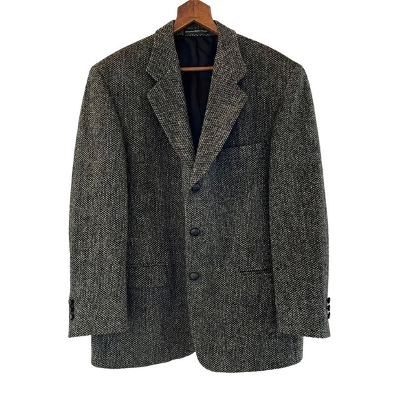 STUNNING Oversized Vintage HARRIS TWEED Boyfriend Wool Coat Jacket Blazer - Picture 4 of 15